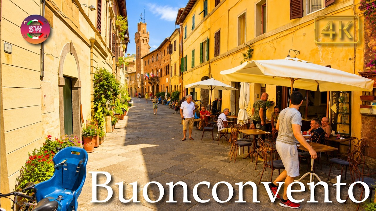 Buonconvento (Tuscany), Italy【Walking Tour】History in Subtitles - 4K