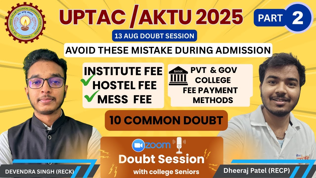 UPATC Counselling 2025 |LIVE DOUBT SESSION Part 2 | physical reporting & fee payment method