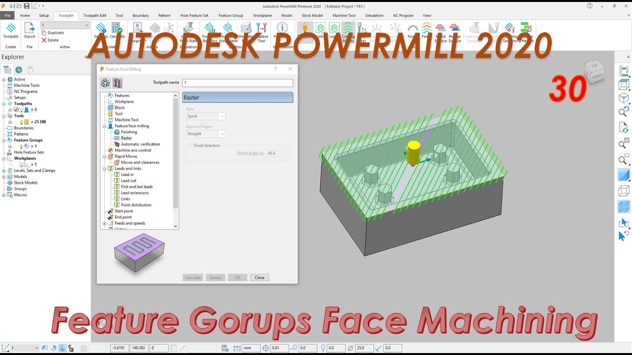 Powermill 2020  Feature face Machining hindi tutorial | Powermill 2020  Feature Gorups face hindi