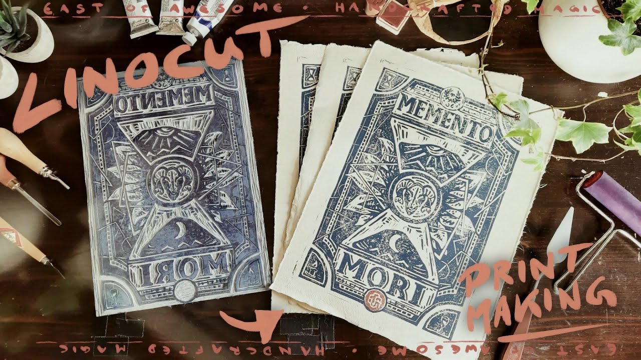 Memento Mori Linocut Print making | Full Process