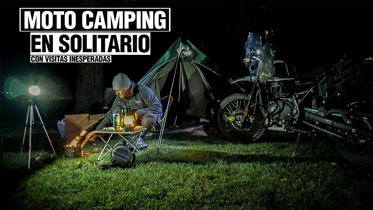 Moto Camping en Solitario. Visitas inesperadas. Motorcycle solo Camping. Royal enfield Himalayan.