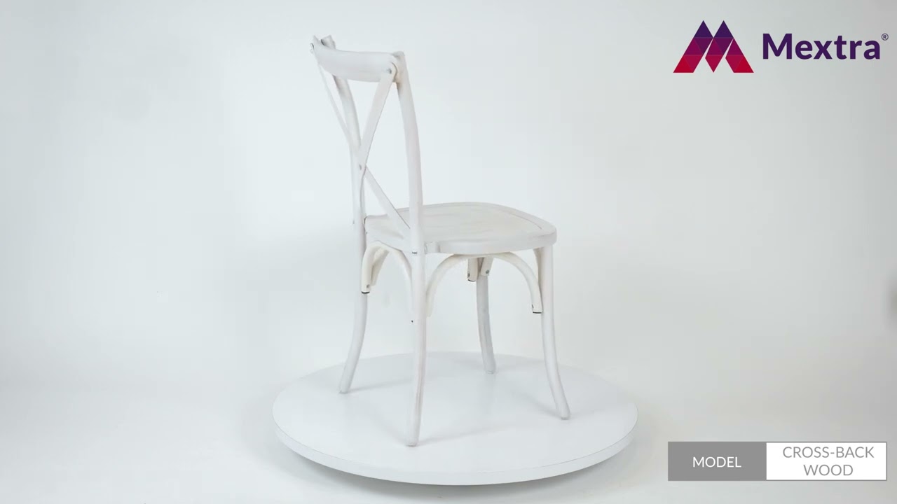 Krzesło ślubne Cross-Back Wood białe postarzane | Wedding Chair | Hochzeitsstuhl | Mextra