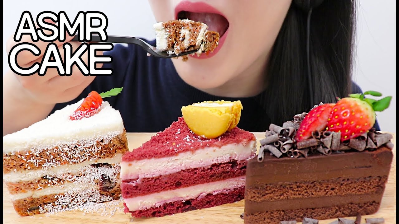 ASMR CAKE RED VELVET, CHOCOLATE, CARROT 케이크 리얼사운드 먹방 (SOFT EATING SOUNDS) NO TALKING MUKBANG