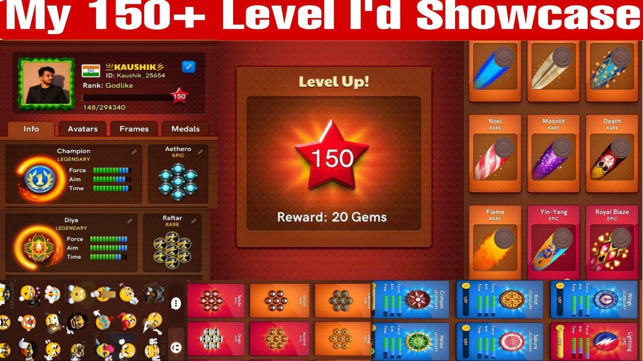 🥰My 150 level I'd collection 🥰| Carrom pool id showcase | KaushikCarromYT | #KaushikCarromyt