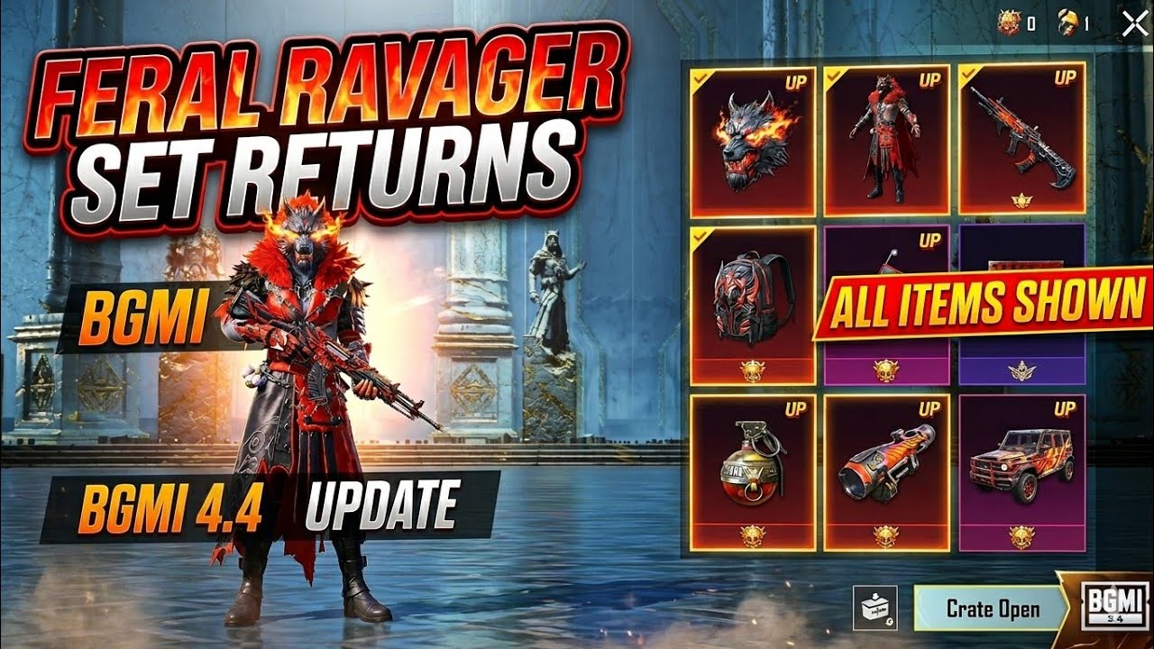 Feral Ravager Set Is Back! Spartan King Spin Max Leve! 🔥😮 | FERAL RAVAGER SET RETURN Bgmi 4.4 Update