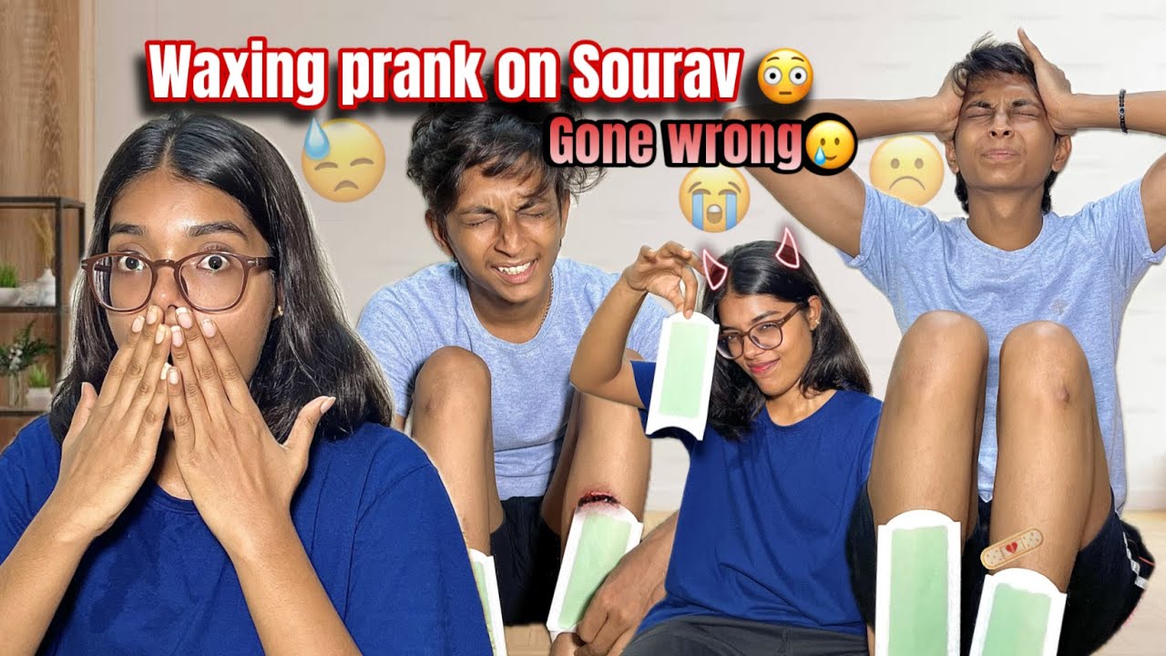 Waxing prank on sourav😳 Extremely gone wrong😱 #prank #funny #trending #couple #viralvideo #waxing