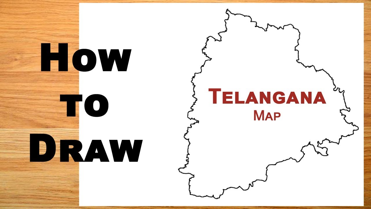 Telangana: How to draw Outline Map of Telangana || Map Drawing