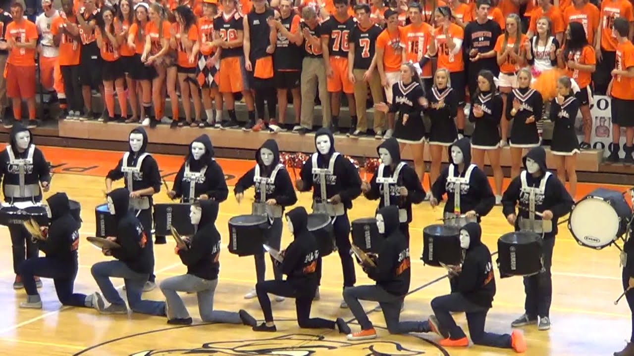 2013 Brighton High School Drum Line Pep Rally Performance