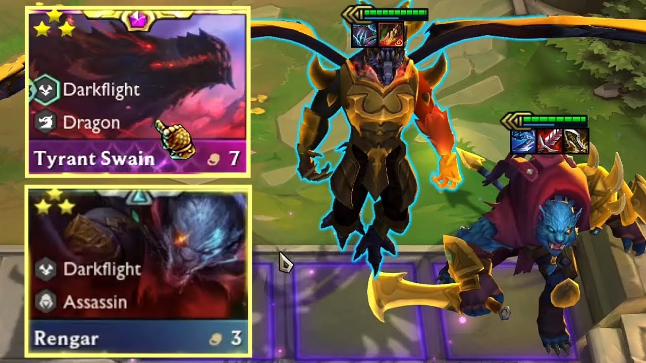 This 3 Star Swain is the Unkillable Tyrant Dragon! ft 3 Star Rengar 6 Darkflight TFT Set 7.5