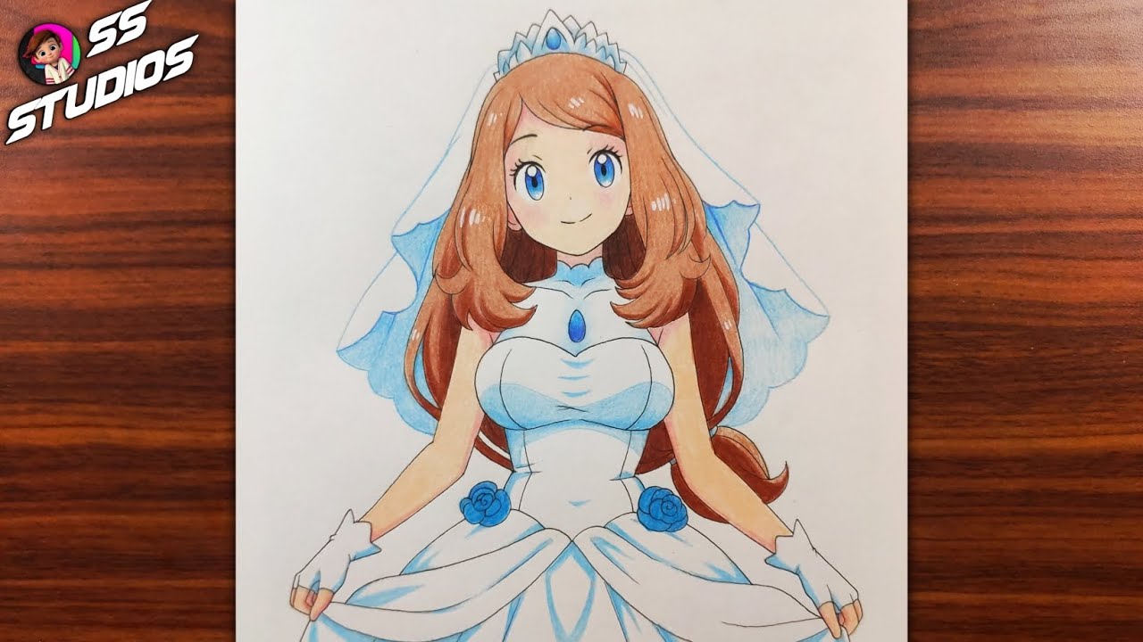 💍 Serena in Wedding Dress Drawing | Most Beautiful Pok&eacute;mon Fan Art Ever 😍