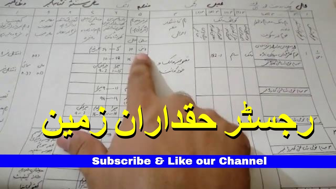 Register of rights||Register haqdaran zamin  || Jamabandi. by qanoon a patwar