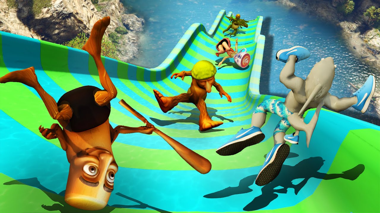 GTA 5 Tralalero Tralala Crew Ultimate Waterslide Ragdoll Fun