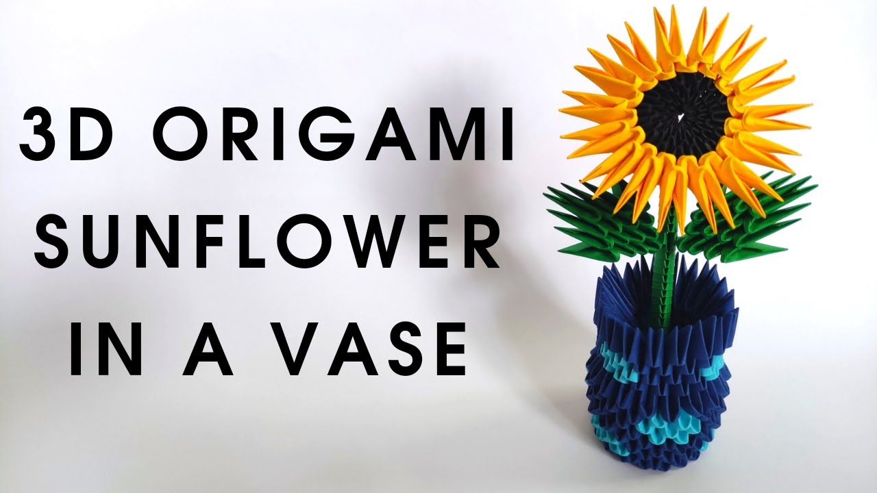 3D origami SUNFLOWER in a VASE | How to make a modular origami