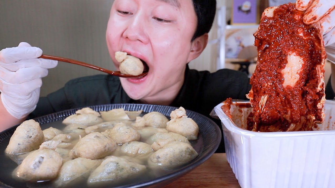 ～MUKBANG～유부주머니 & 실비김치 리얼사운드 소리 먹방 Fried tofu pocket & Spicy Kimchi Eating Sounds あぶらげ キムチ ASMR