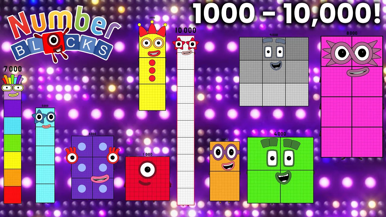 Numberblocks 1,000 to 10,000 Big Numbers Counting Adventure! Song and Video
