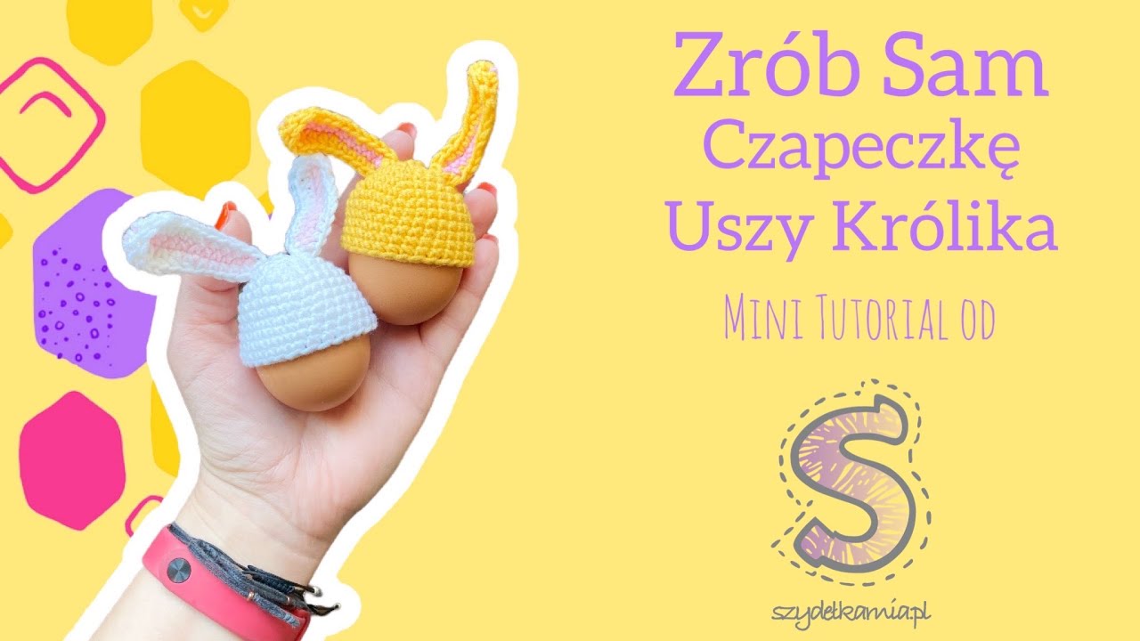 Zrób Sam na szydełku ☆ Czapeczka uszy królika ☆ mini tutorial krok po kroku