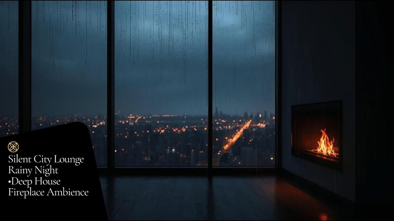 Silent City Lounge 🌙 Rainy Night in the City | Deep House Lounge with Fireplace Ambience
