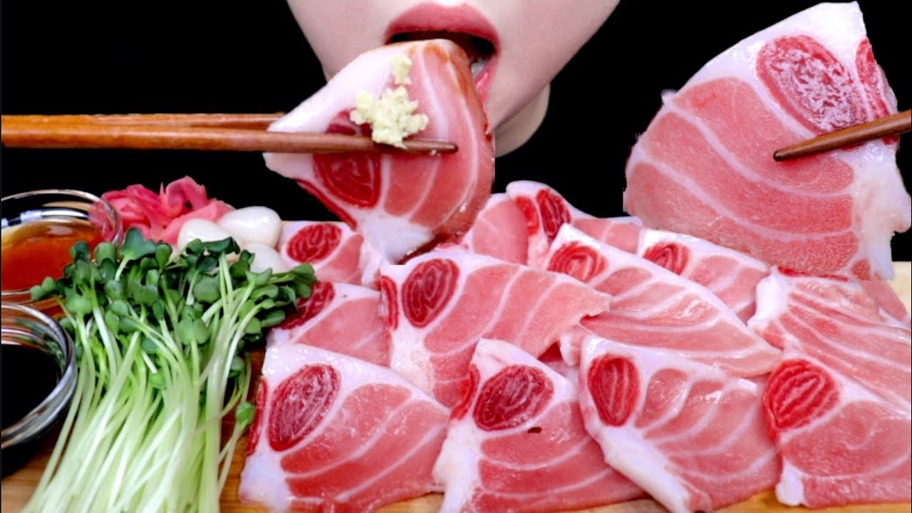 ASMR TUNA BELLY SASHIMI 참치회 배꼽살 리얼사운드 먹방 EATING SOUND MUKBANG