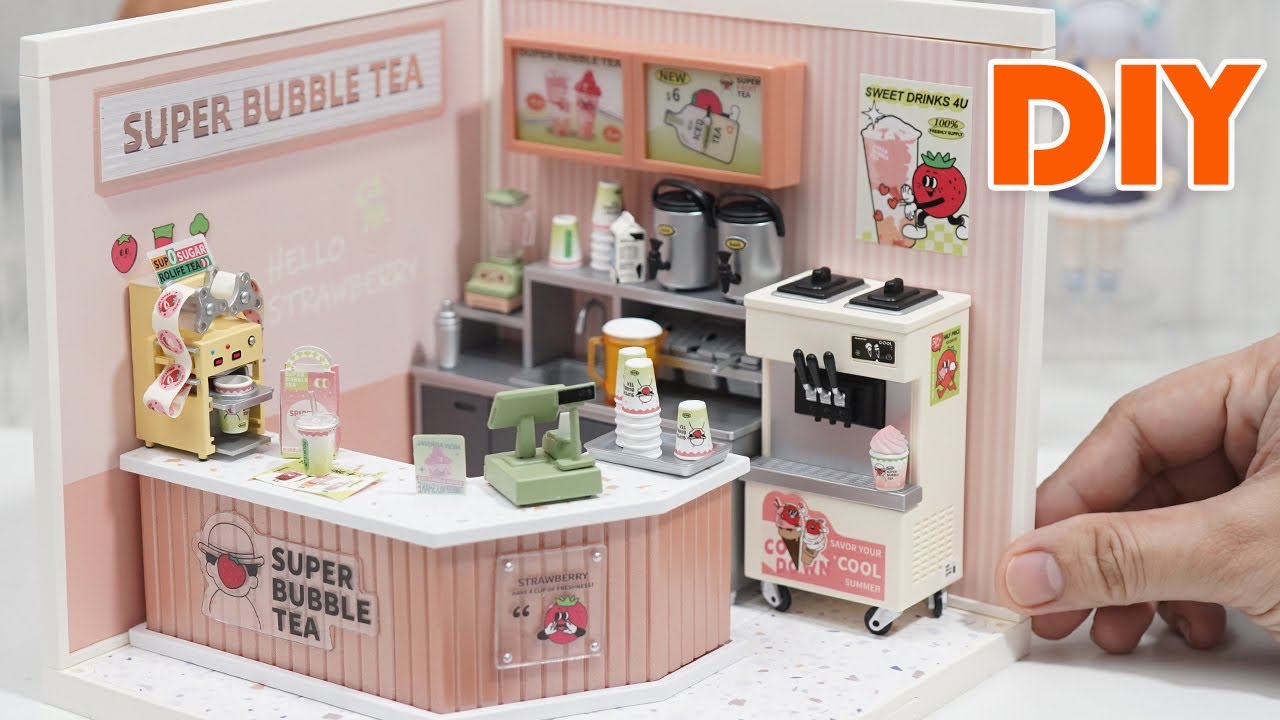 DIY Miniature Dollhouse | Rolife Double Joy Bubble Tea Shop Build
