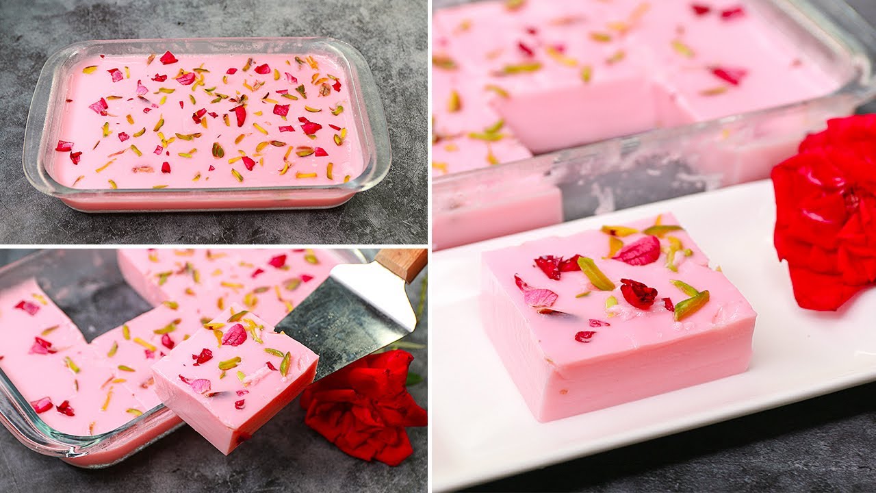 Rose Milk Pudding Recipe | No Bake Eggless Milk Pudding | Easy Milk Pudding Dessert Recipe | Yummy