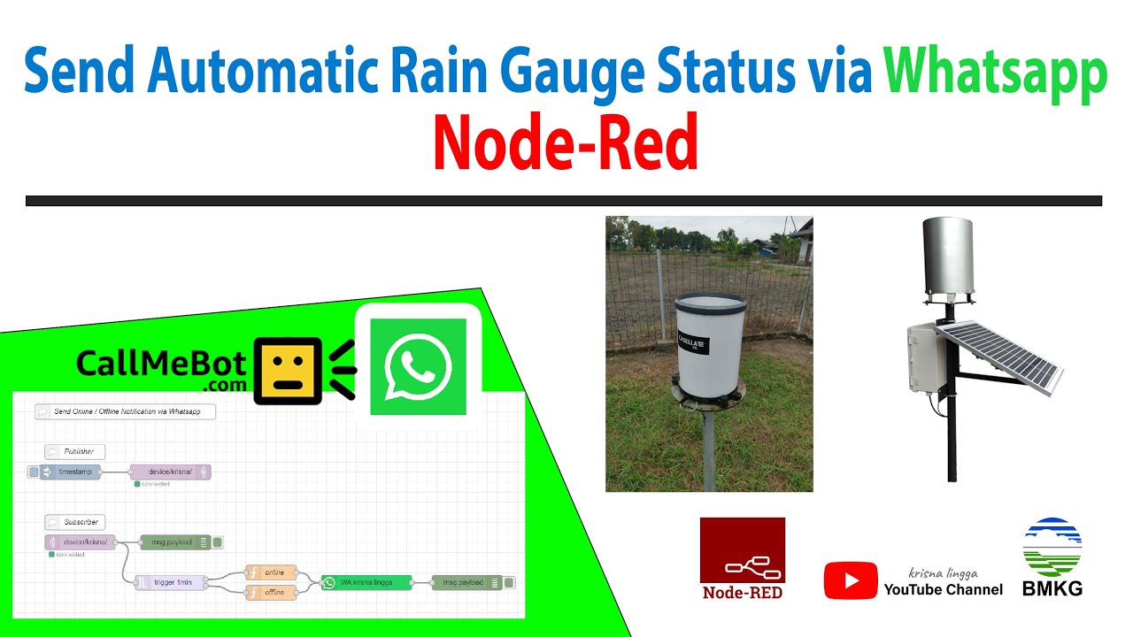 Send Automatic Rain Gauge Status via Whatsapp - Node Red