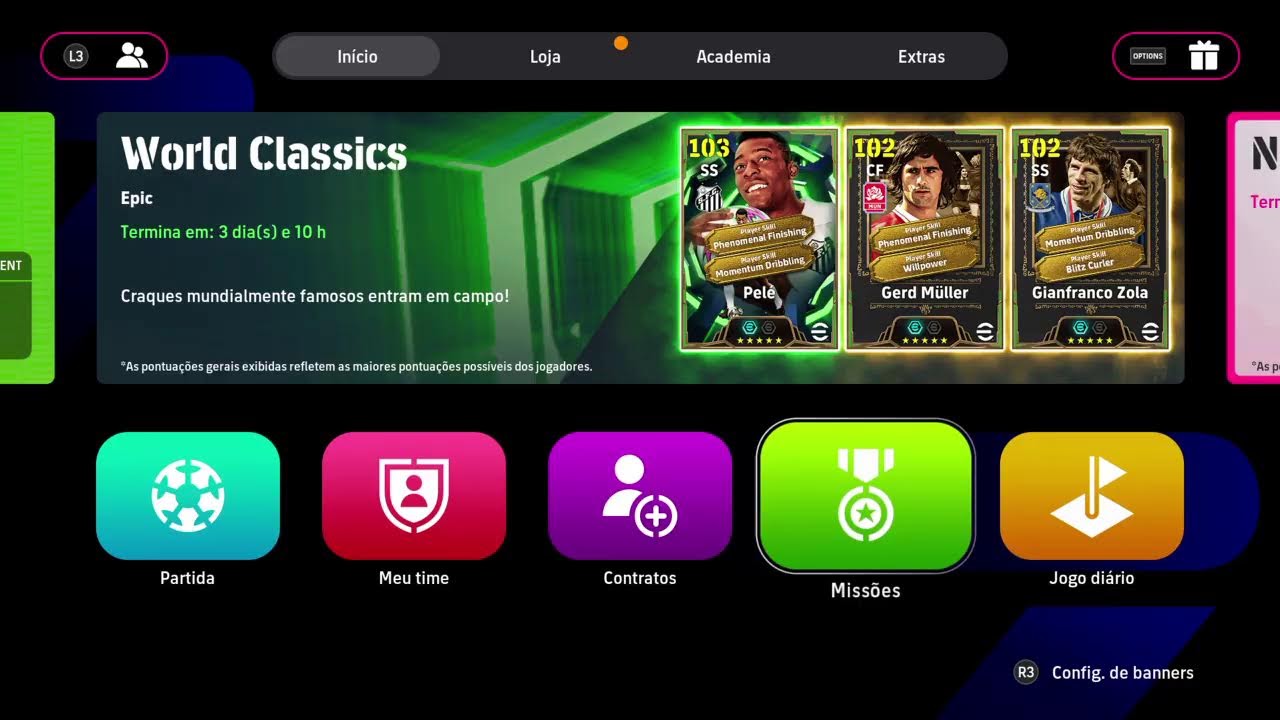 Transmissão ao vivo do PS4 eFootball em busca do Ney