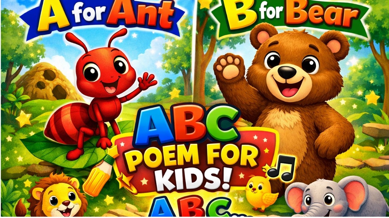 A for Ant B for Bear | ABC Alphabet Poem for Kids | Learn English Letters   A for ant B for bear