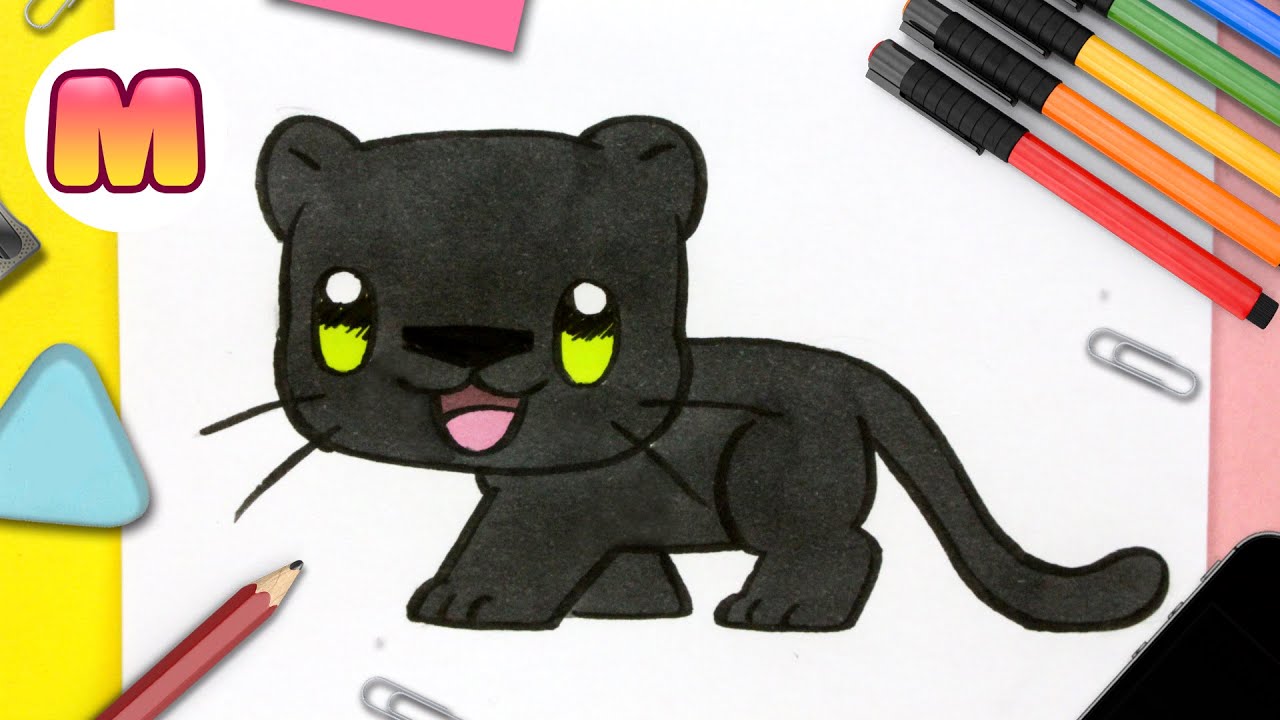 COMO DIBUJAR UNA PANTERA KAWAII - Dibujos faciles kawaii - Aprende a dibujar con jape