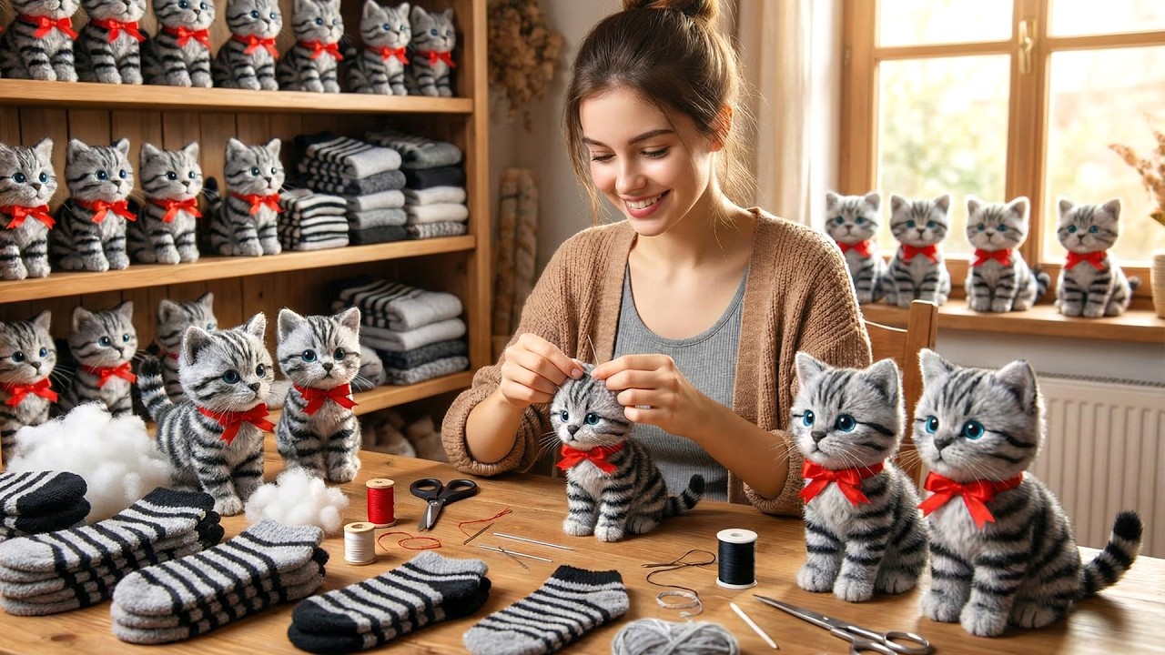 Don’t Throw It Away! YOU Can Turn an Old Sock Into a Cute Cat 🧦🐾