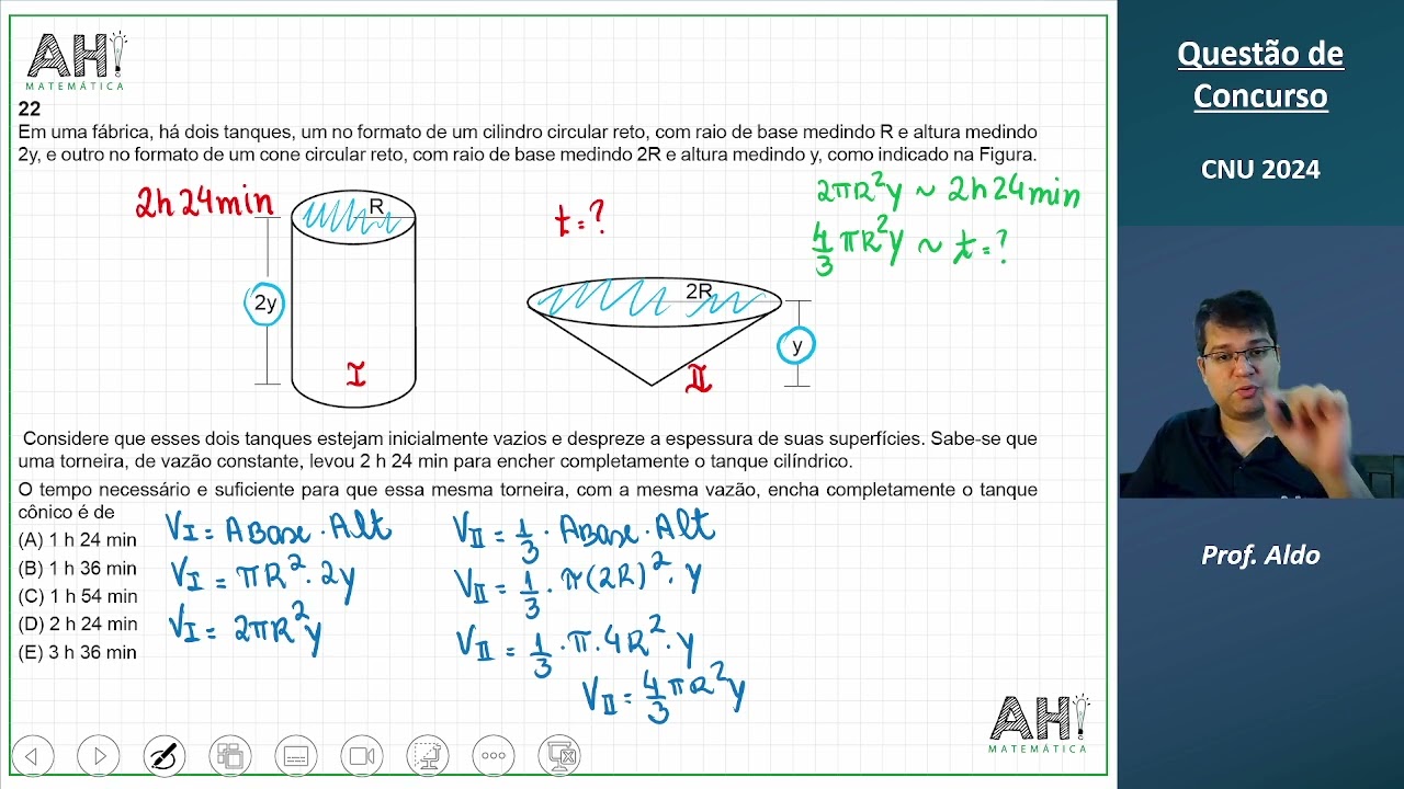 Questão de Concurso - CNU 2024 - Nível Intermediário - 22 - Gabarito B - Geometria Espacial