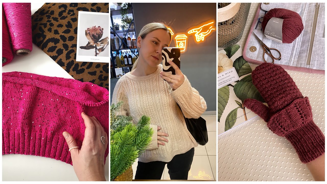 Вязальный влог. Варежки #WAFFLE_MITTENS. Джемпер с блеском. Старт #рубашка_в_рубчик. Вышивка.