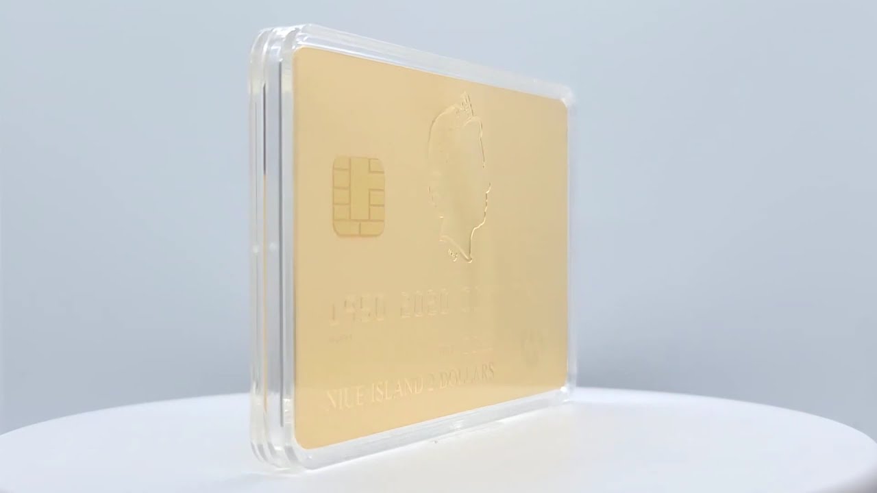 CREDIT CARD 70TH ANNIVERSARY GOLD PLATED SILVER COIN 2$ NIUE 2020