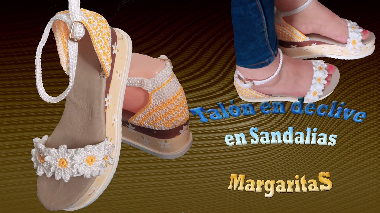🌈❤️Talón en declive Sandalia o chinelo Margarita a Crochet