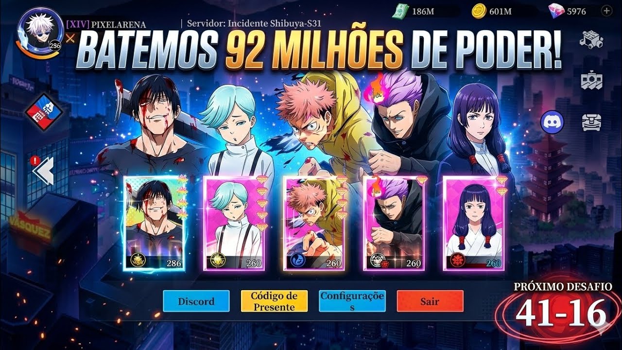 VIDEO NOVO! REI DO JUJUTSU!!  BATEMOS 92 MILHÕES DE PODER NA CONTINHA DO CANAL.