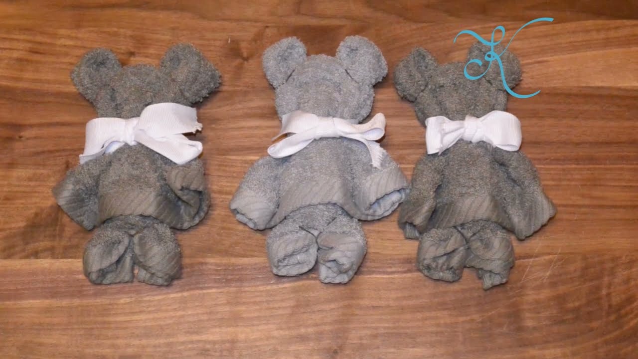 Creative DIY Baby Shower Ideas: Teddy Bear Washcloth Towel Favors Tutorial Great Gift Idea Mom to be