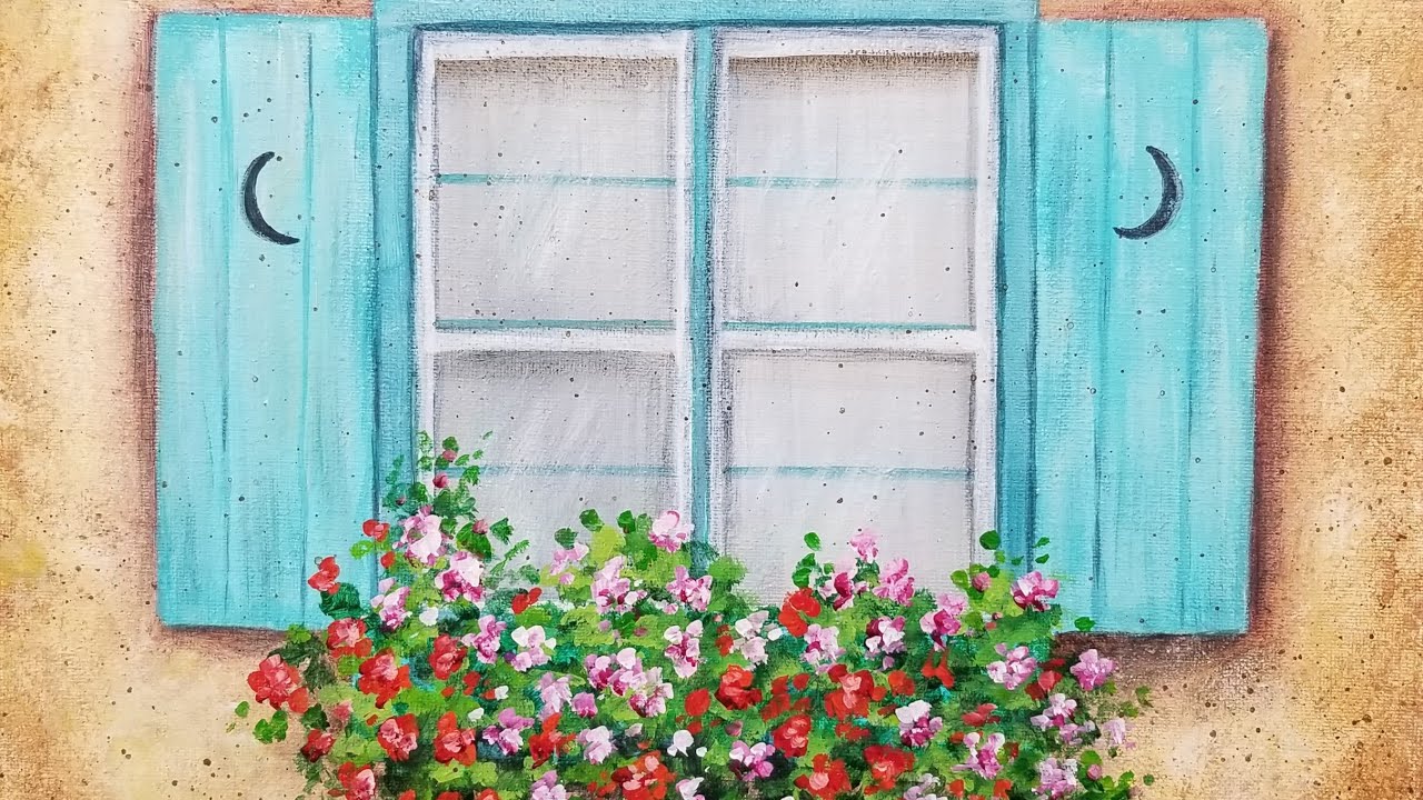 Floral Window Box Acrylic Painting LIVE Tutorial