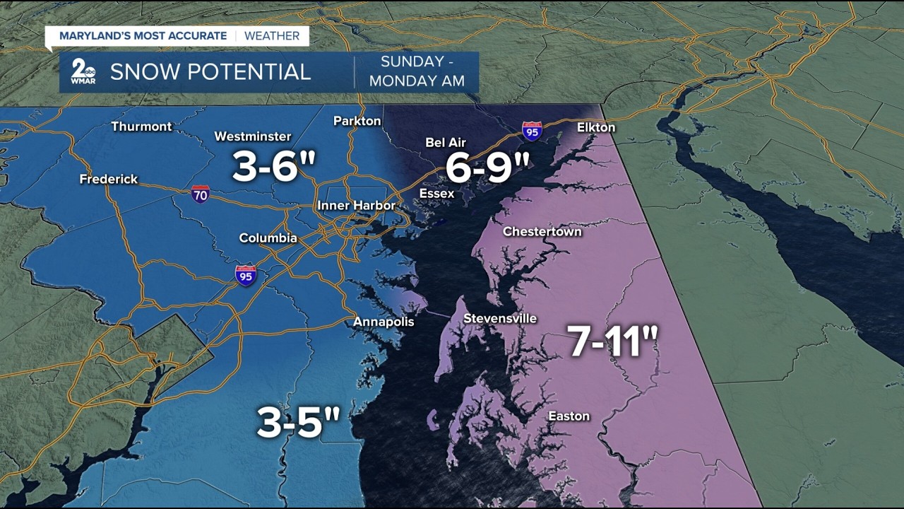 Heavy snow coming to Maryland's Eastern Shore