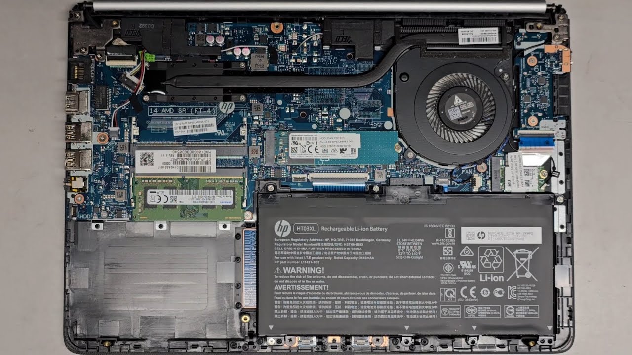 HP Laptop 14-dk0002dx Disassembly RAM SSD Hard Drive Upgrade Battery Replacement Repair Quick Look