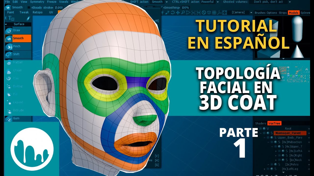 Retopología Facial con 3DCOAT: la técnica definitiva para Retopología facial fácil - 1 | kTutorial