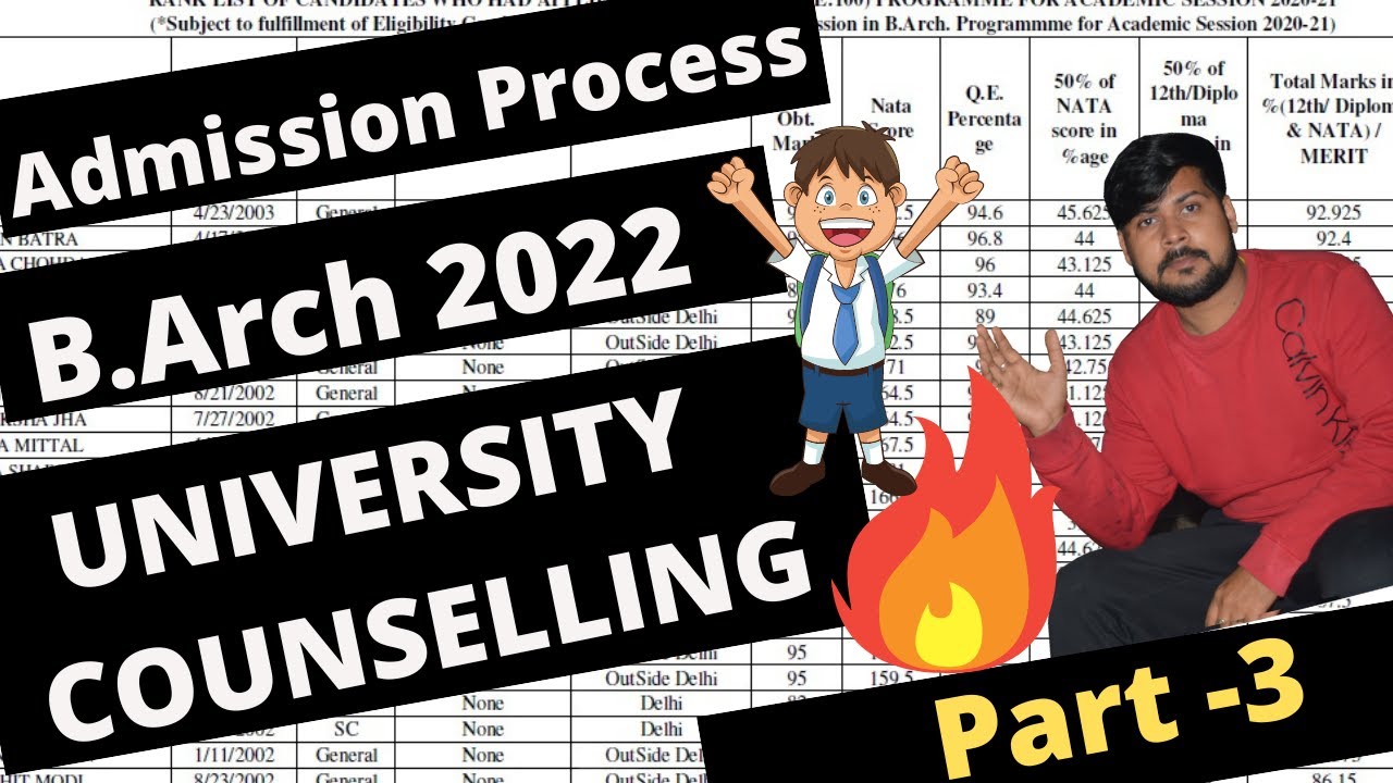 Admission Process UNIVERSITY  COUNSELLING Part -3  B.Arch 2022 #nata