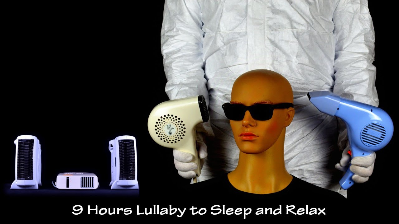 Two Hair Dryers Sound 9 and Three Fan Heaters Sound 3 | Visual ASMR | 9 Hours Lullaby to Sleep