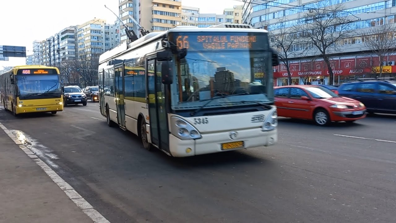 Călătorie cu troleibuzul ASTRA Irisbus Citelis #5345 (linia 66) între Bucur Obor și Mihai Eminescu
