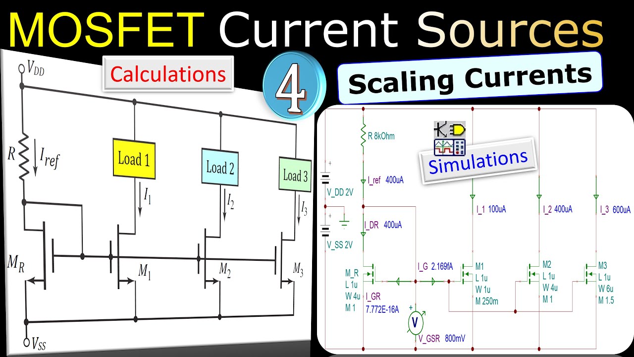 MOSFET Current Sources - Scaling Currents 🌟 Calculations & SPICE Simulations 💡 Example 4