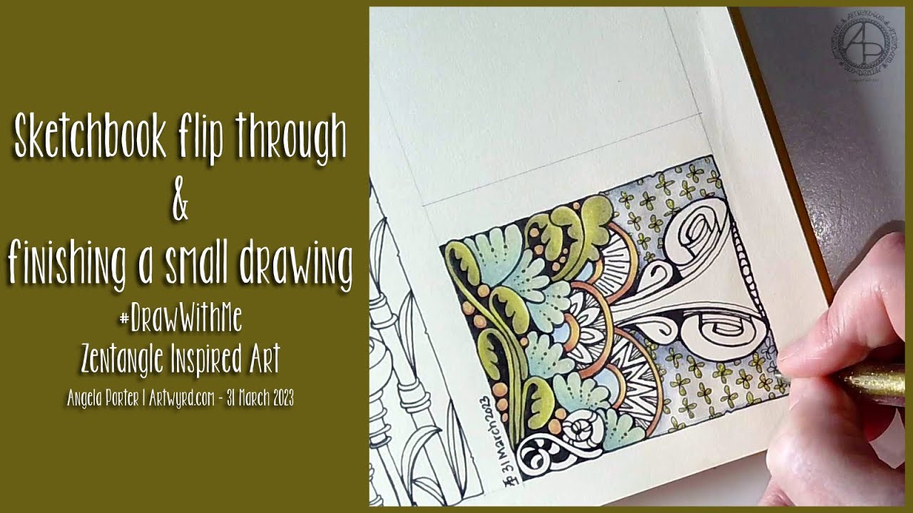 Sketchbook flip through and finishing a small drawing #DrawWithMe #Zentangle