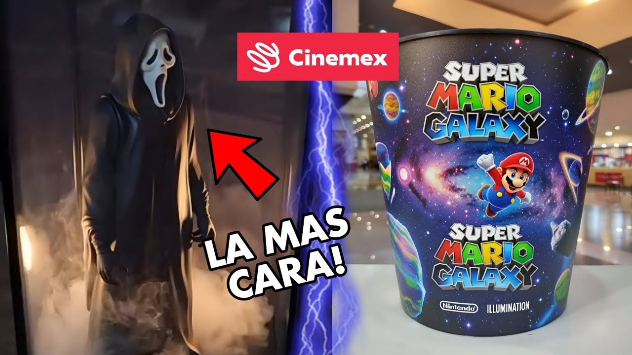 Palomera y vaso SUPER MARIO GALAXY Cinemex! Precio PALOMERA Scream 7!