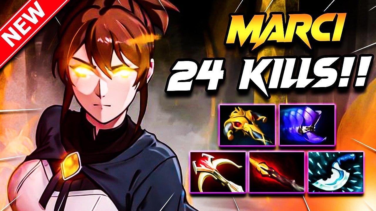 Dota 2 MARCI Gameplay | 24 Kill!! MARCI DOTA 2 Gameplay | Marci Carry Build Pro Gameplay Guide 7.40