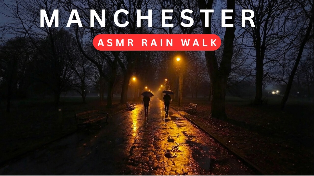 Longford Park Manchester | Rainy Winter Evening Walk 4K ASMR