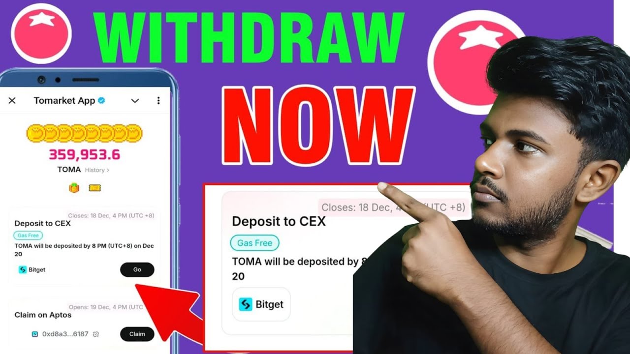Tomarket Airdrop withdrawal live on Bitget Exchange ✅