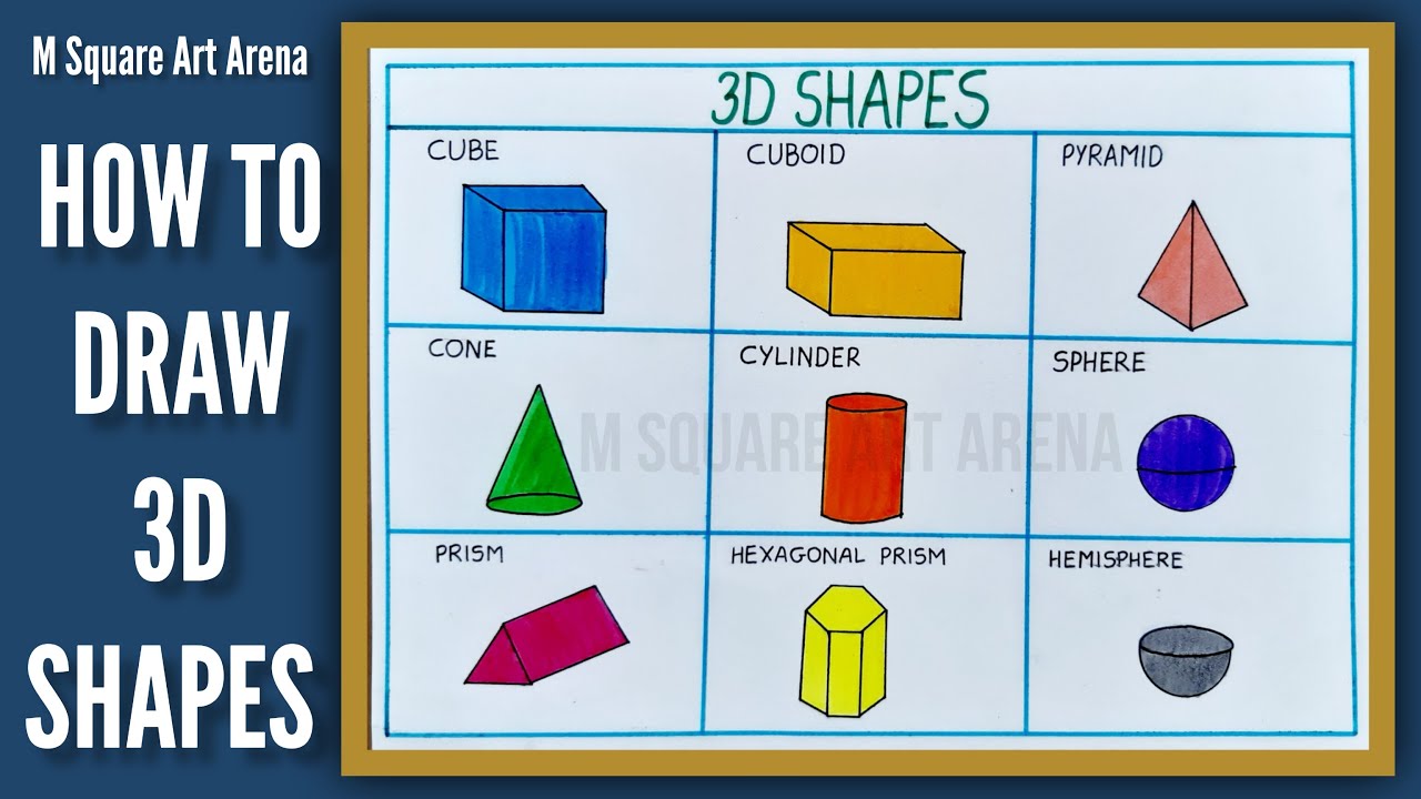 3D Shapes Drawing for Kids Learning | 3D Shapes Drawing | Mathematics shapes Drawing & Name