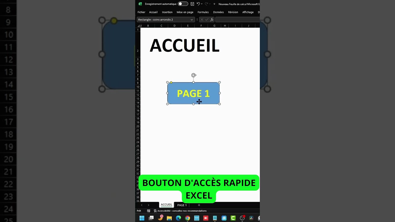 BOUTON D'ACC&Egrave;S RAPIDE EXCEL